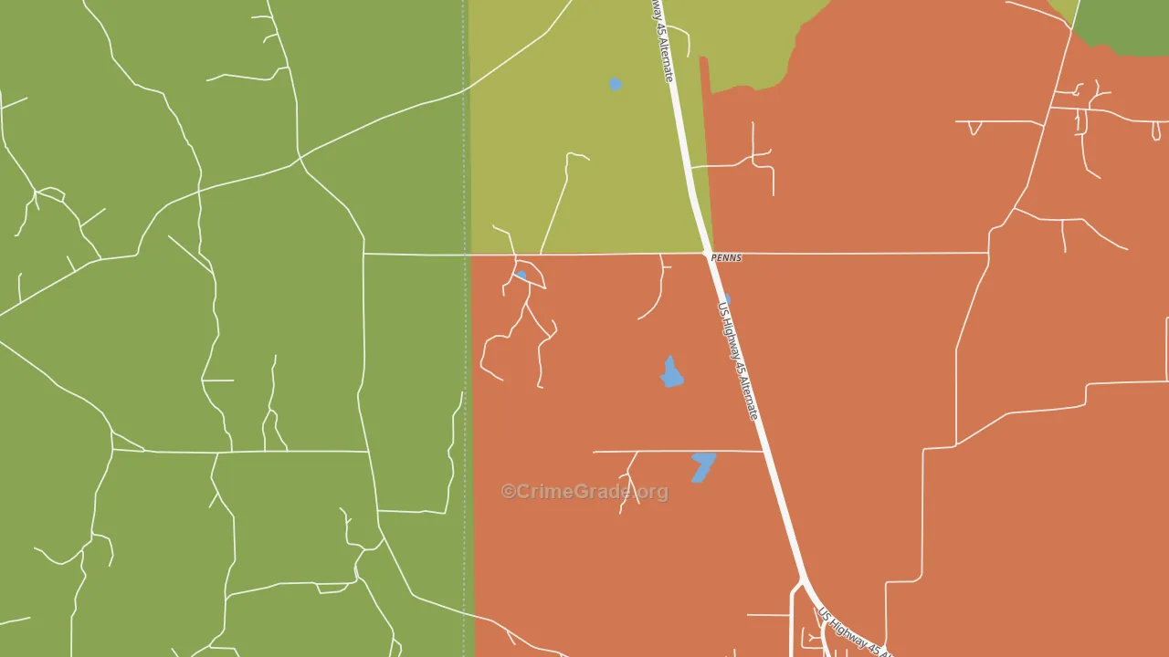 Penns, MS Map of Burglary Rates