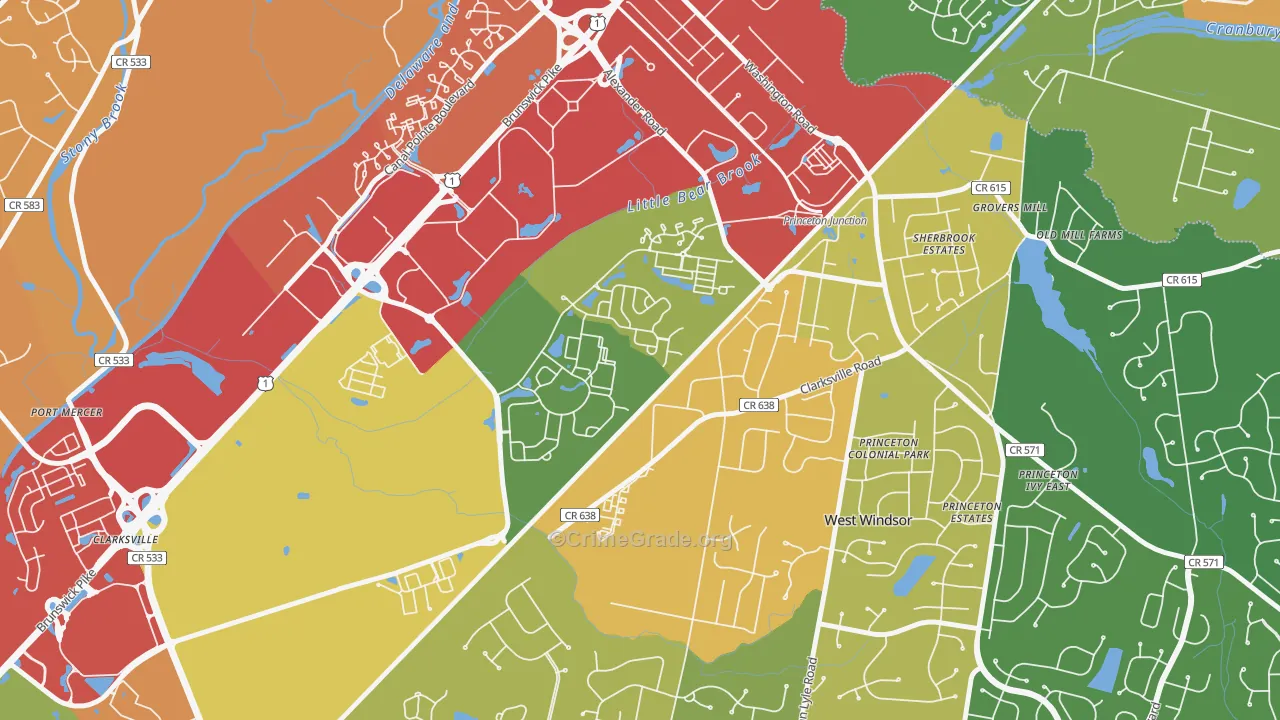 Penns Neck, NJ Map of Burglary Rates