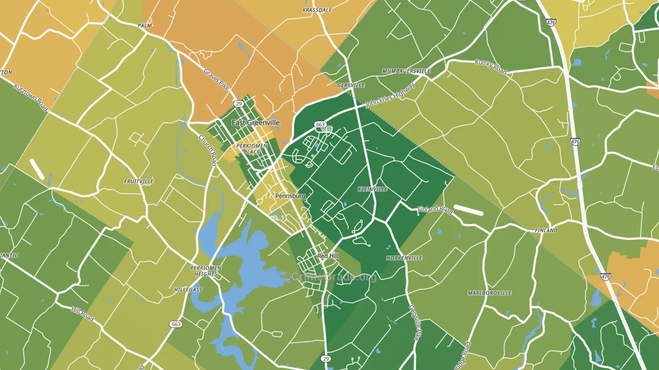 Pennsburg, PA Map of Burglary Rates