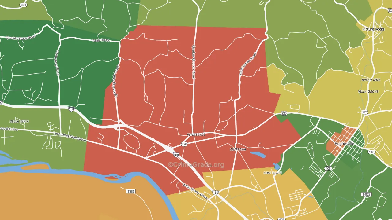 Pennsdale, PA Map of Burglary Rates