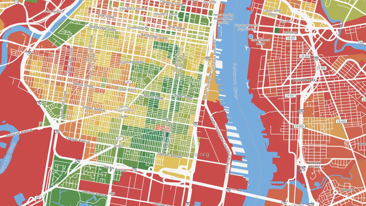 Pennsport-Whitman-Queen, Philadelphia, PA Map of Burglary Rates