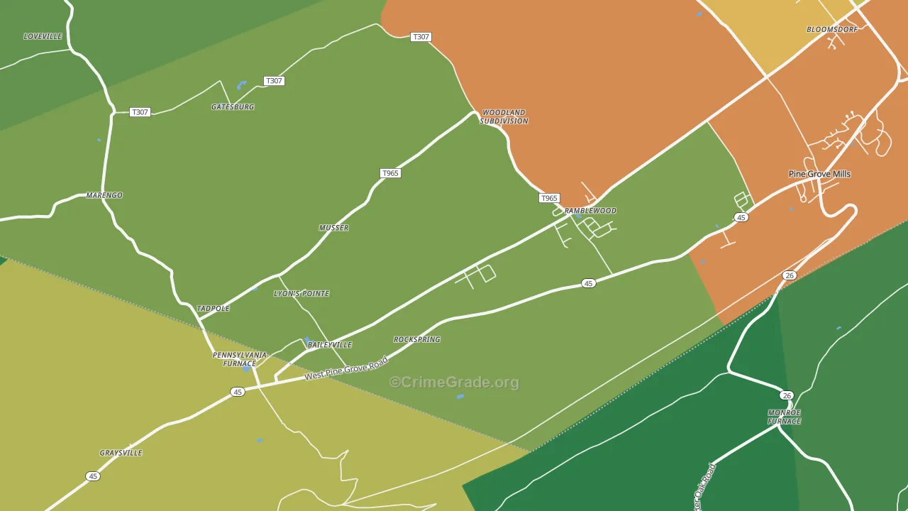 Pennsylvania Furnace, PA Map of Burglary Rates