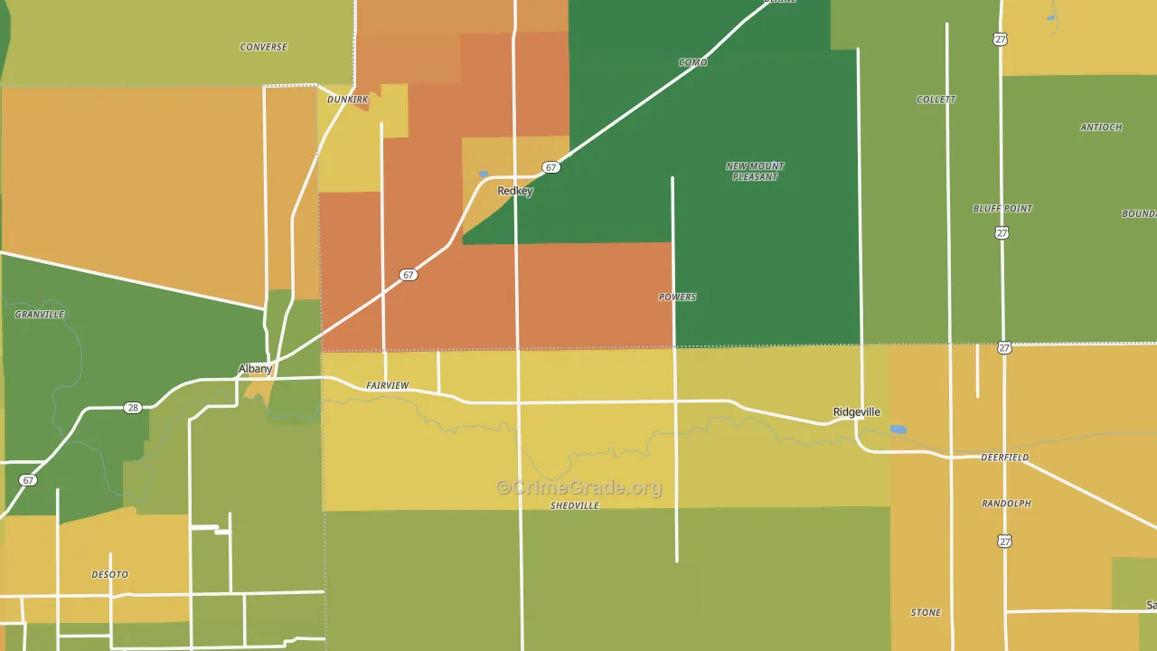 Pennville, IN Map of Burglary Rates