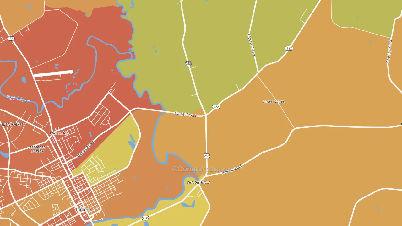 Penny Hill, NC Map of Burglary Rates