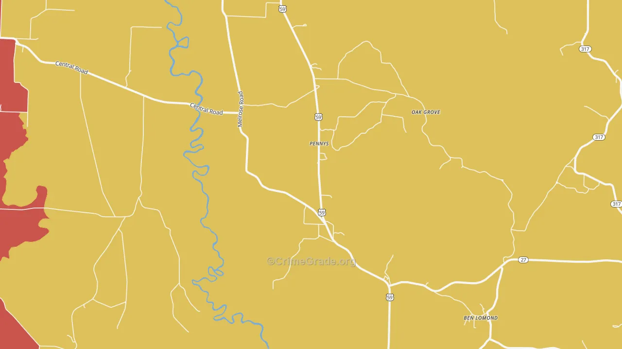 Pennys, AR Map of Burglary Rates