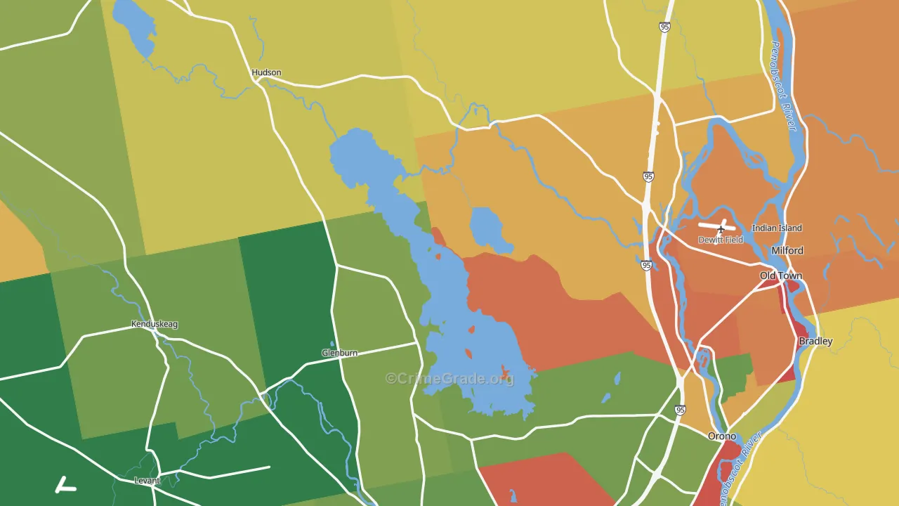 Penobscot County, ME Map of Burglary Rates