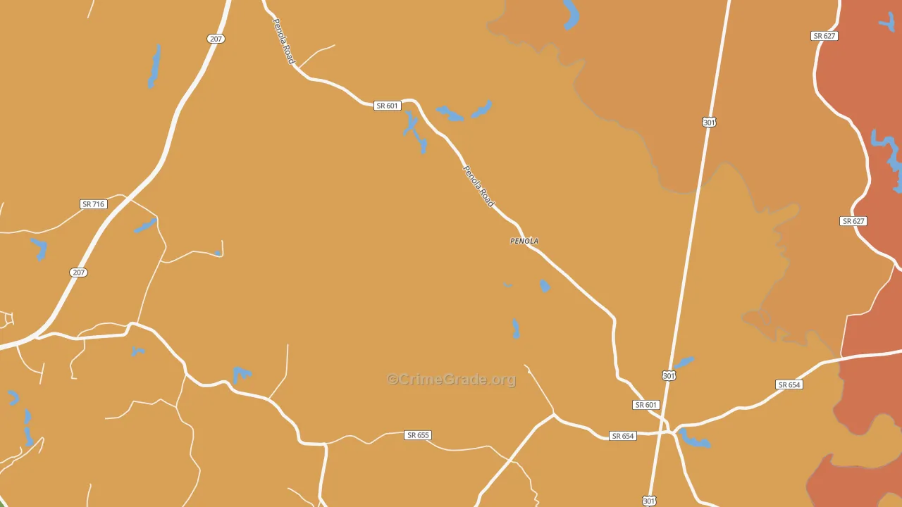Penola, VA Map of Burglary Rates
