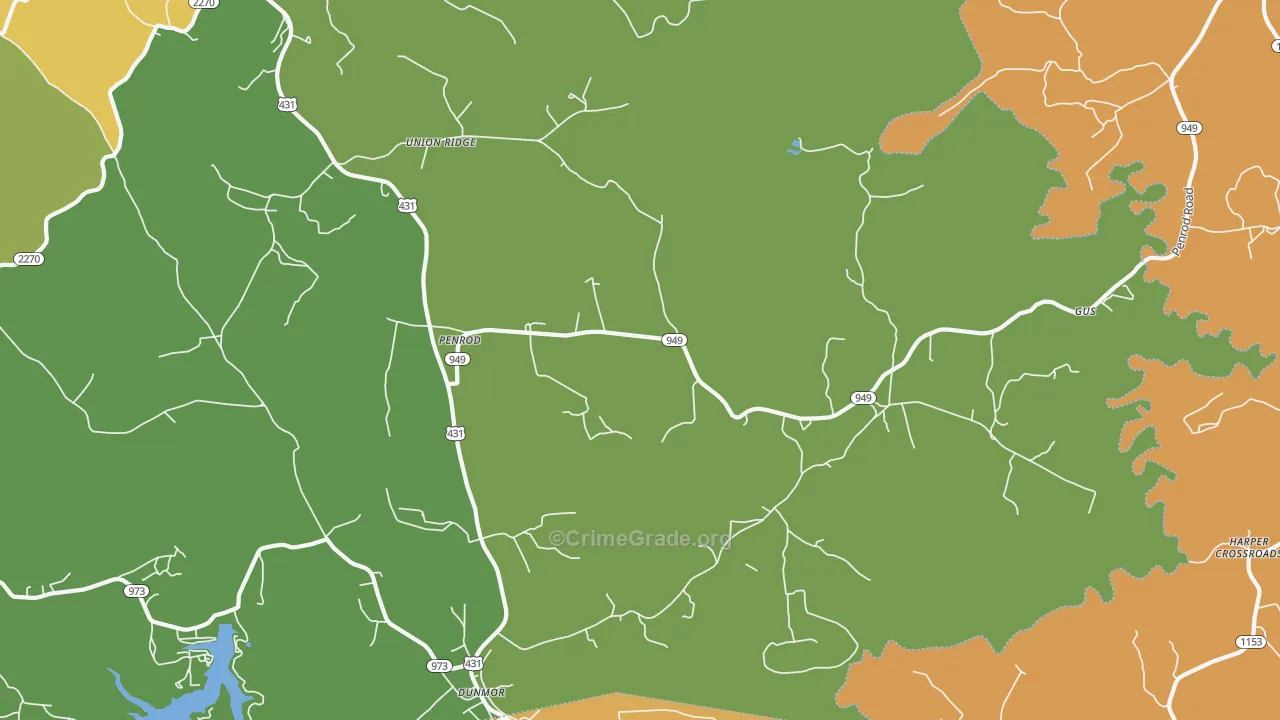 Penrod, KY Map of Burglary Rates