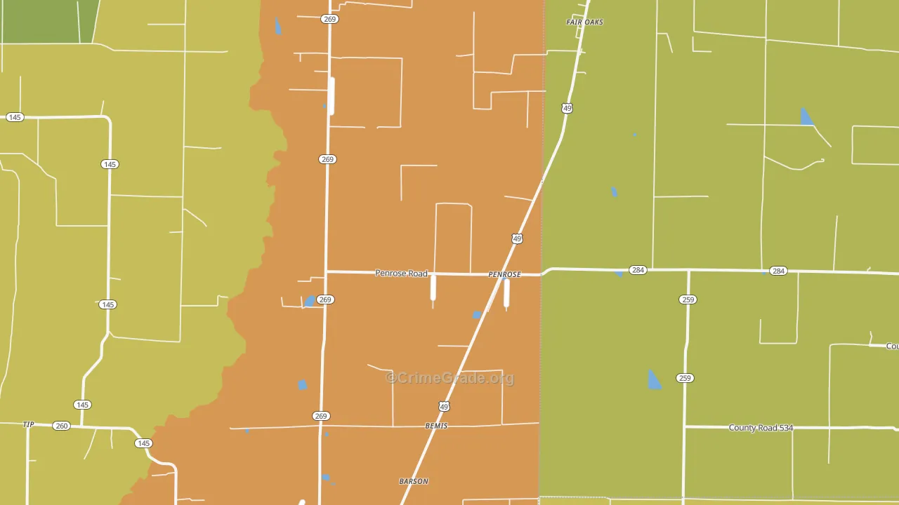 Penrose, AR Map of Burglary Rates