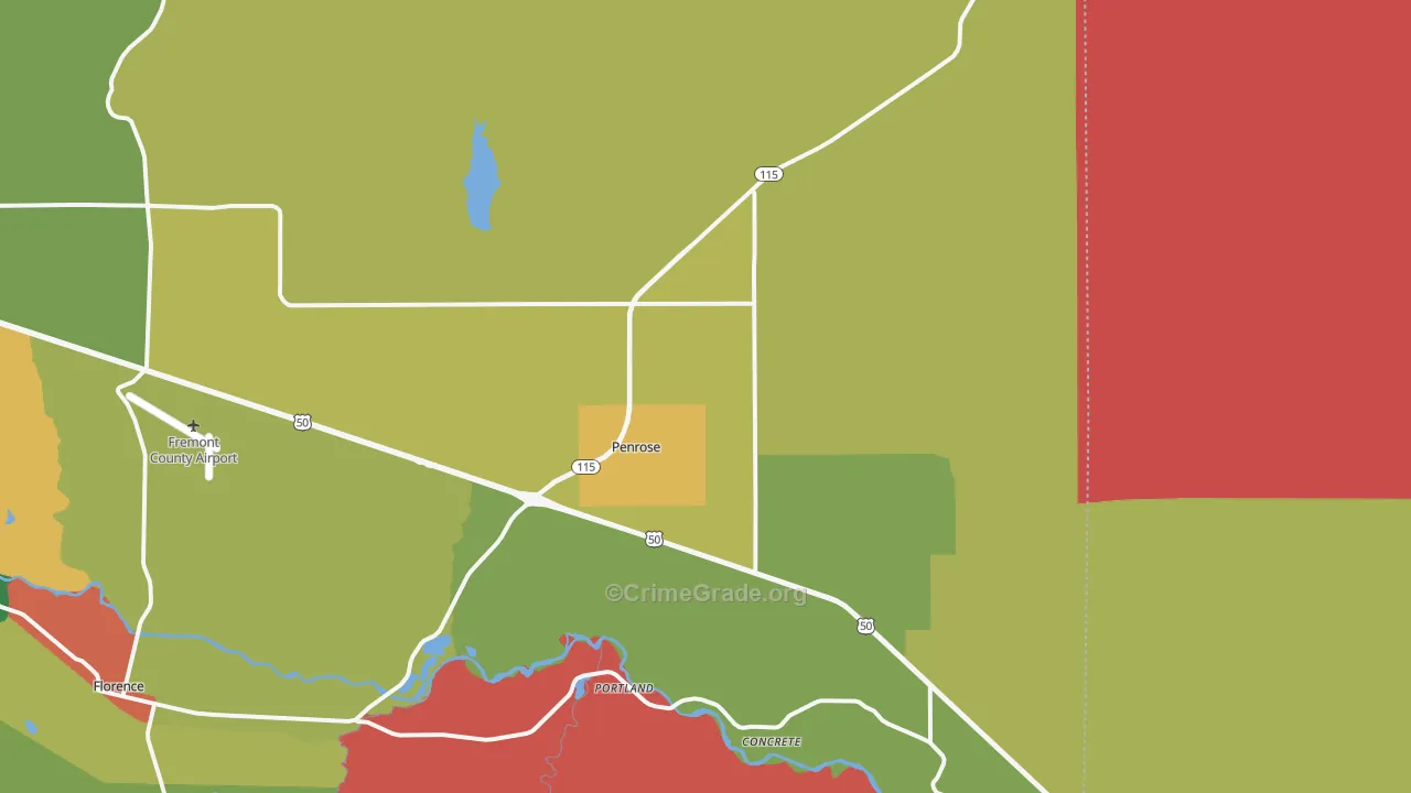 Penrose, CO Map of Burglary Rates