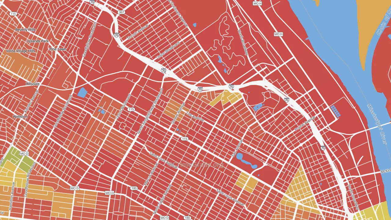 Penrose, St. Louis, MO Map of Burglary Rates