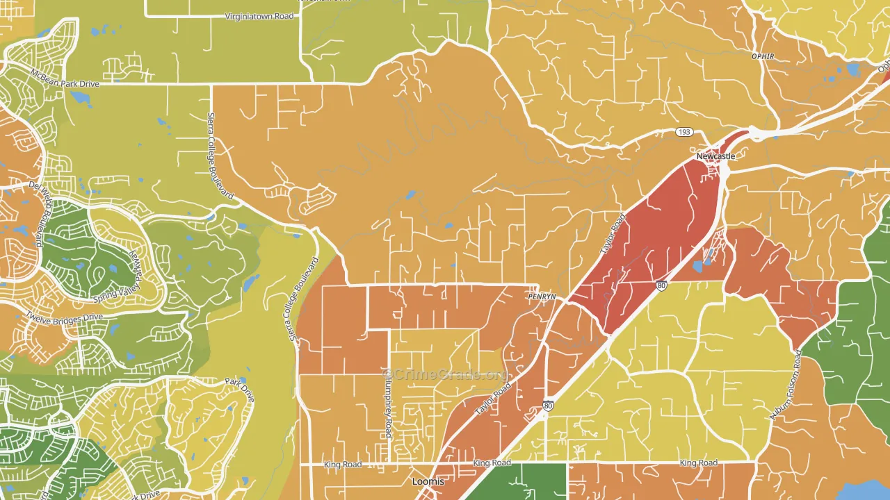 Penryn, CA Map of Burglary Rates