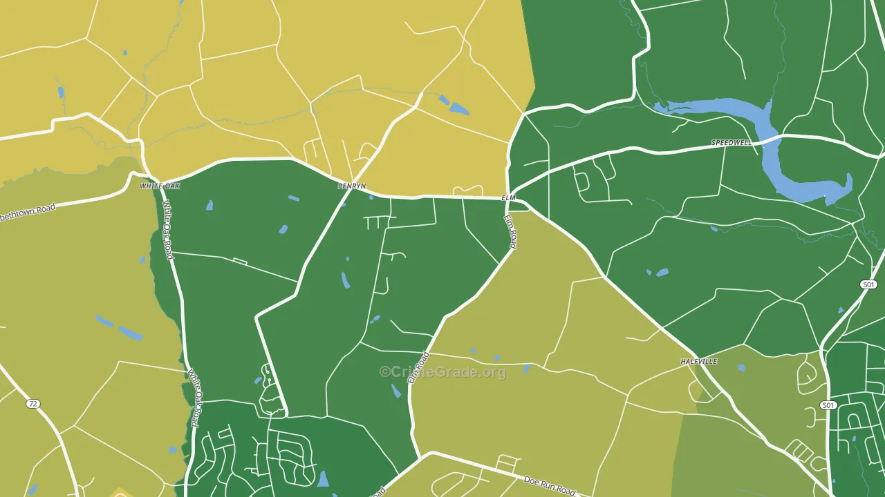 Penryn, PA Map of Burglary Rates