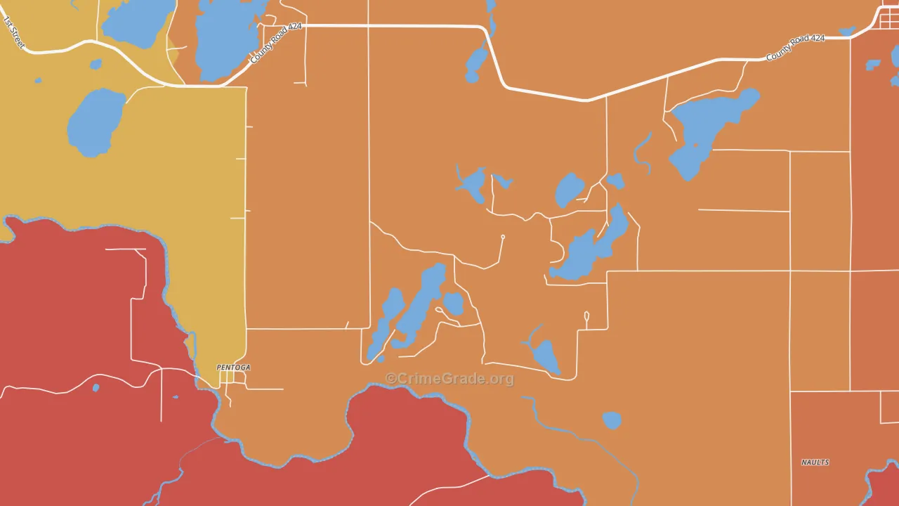 Pentoga, MI Map of Burglary Rates