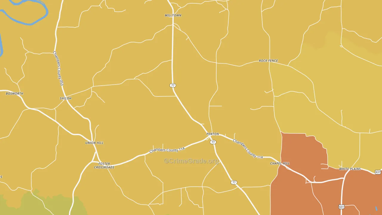 Penton, AL Map of Burglary Rates
