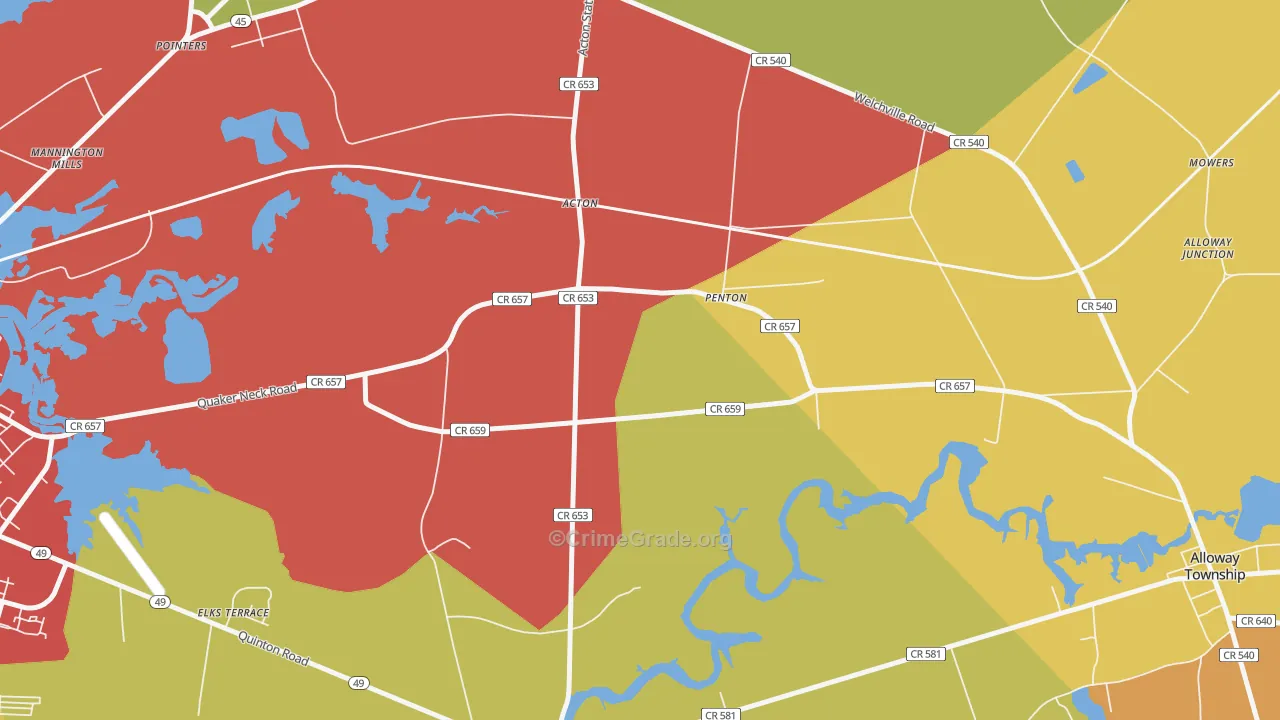 Penton, NJ Map of Burglary Rates