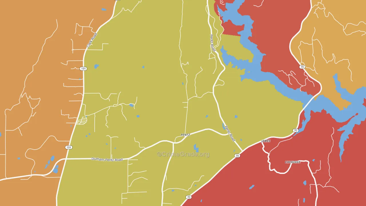 Pentz, CA Map of Burglary Rates