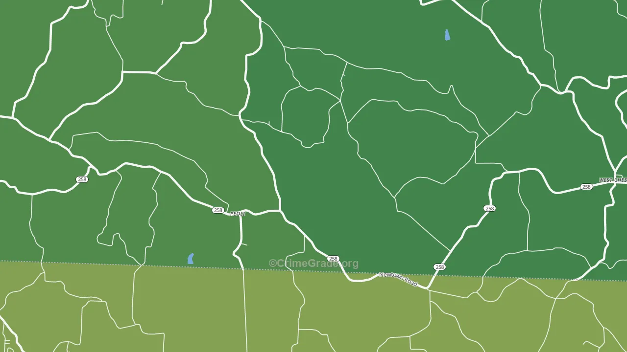 Peoli, OH Map of Burglary Rates