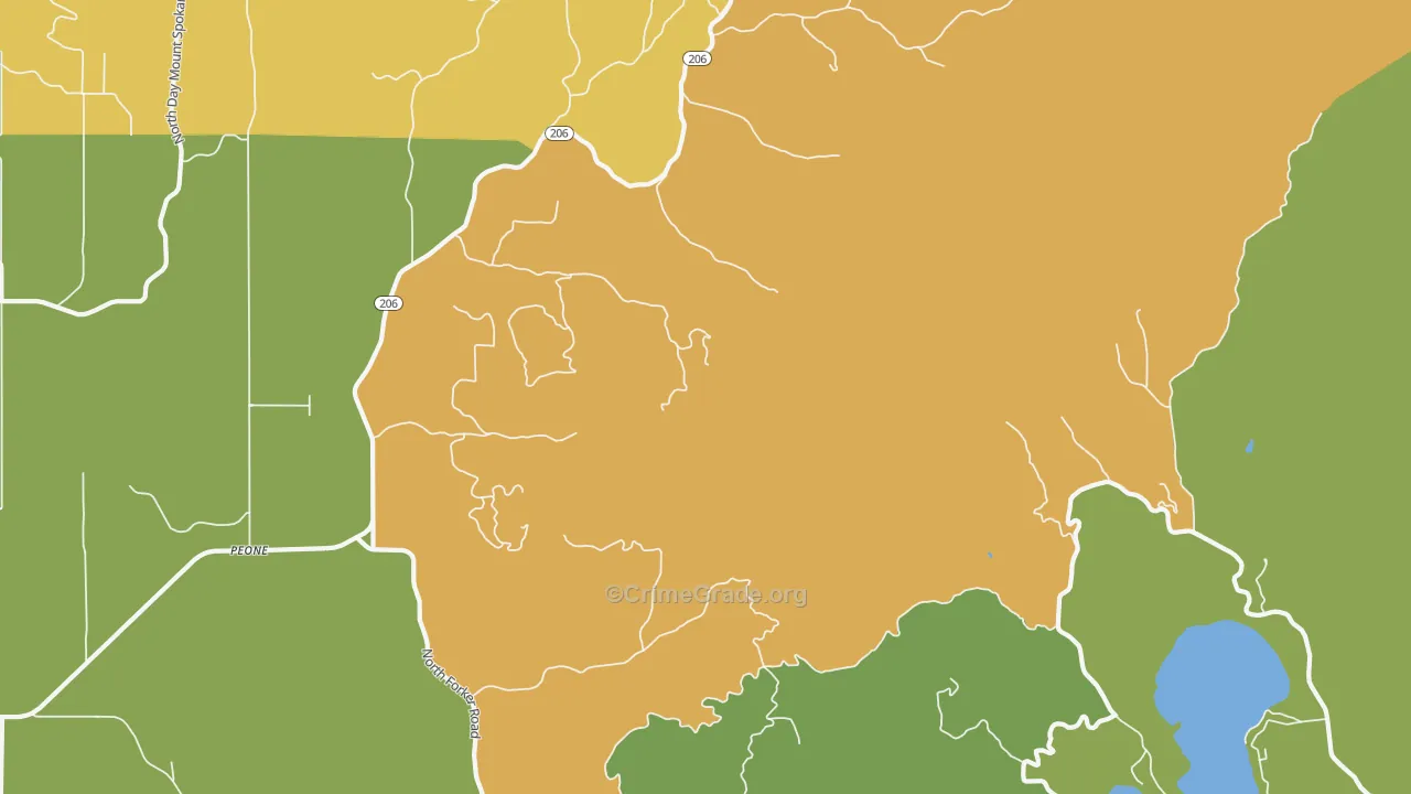 Peone, WA Map of Burglary Rates