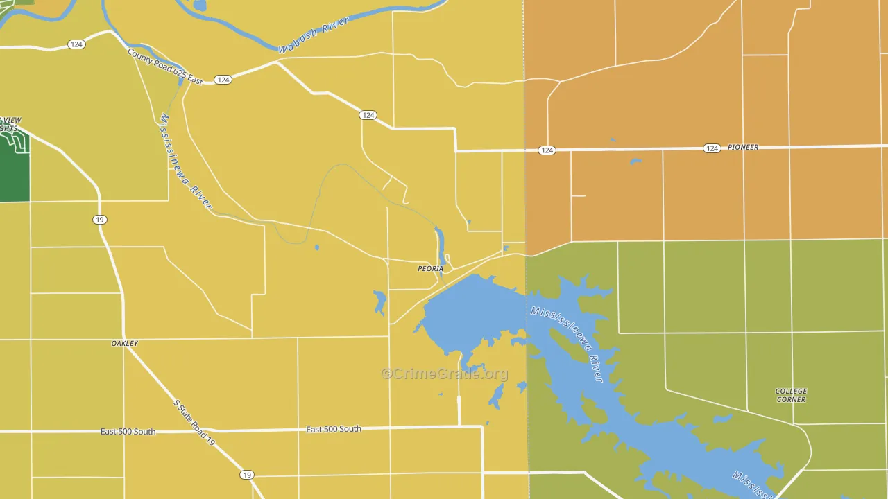 Peoria, IN Map of Burglary Rates