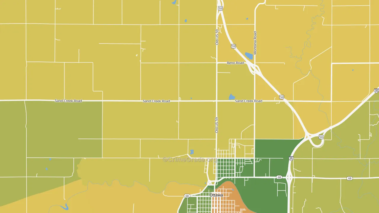 Peoria, KS Map of Burglary Rates