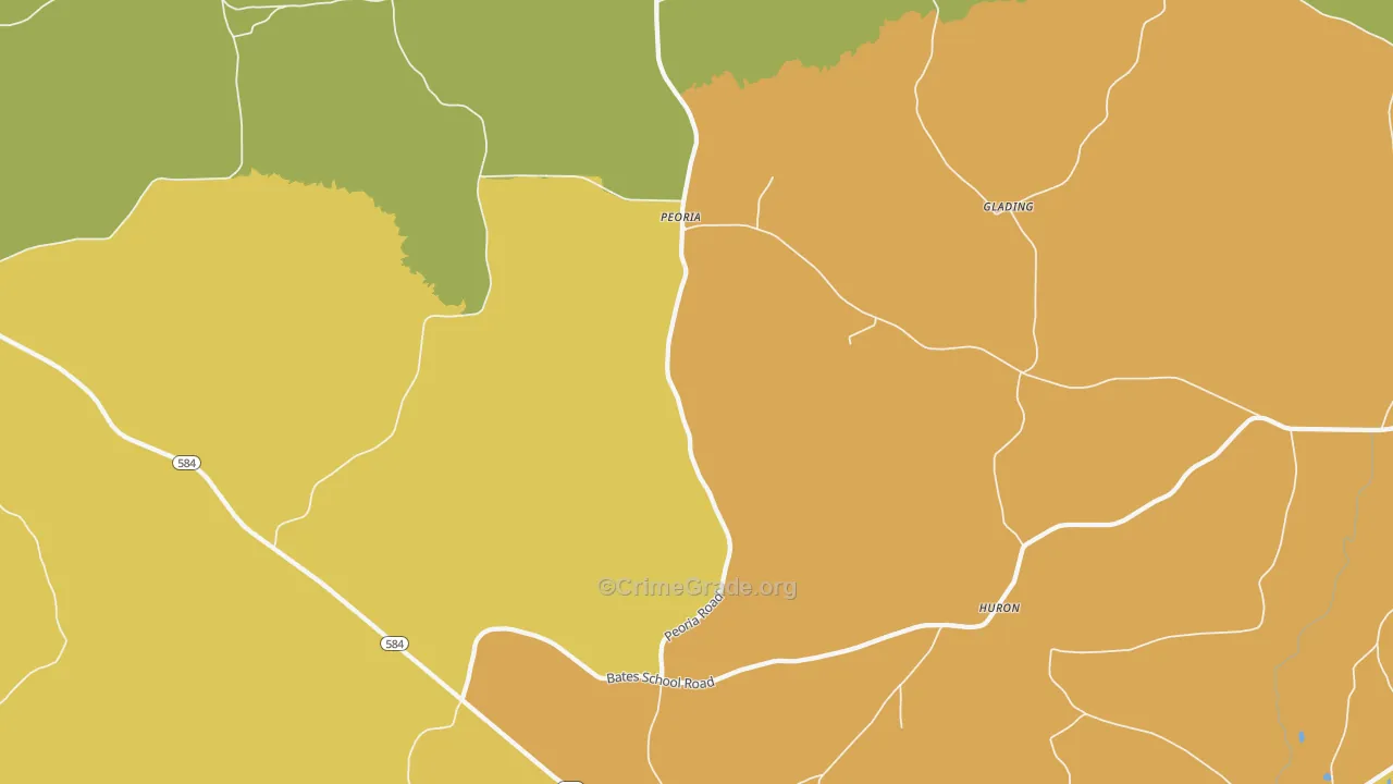 Peoria, MS Map of Burglary Rates