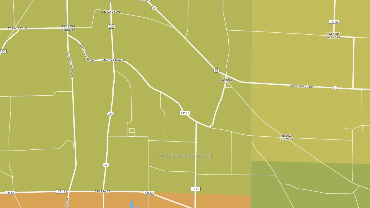 Peoria, NY Map of Burglary Rates