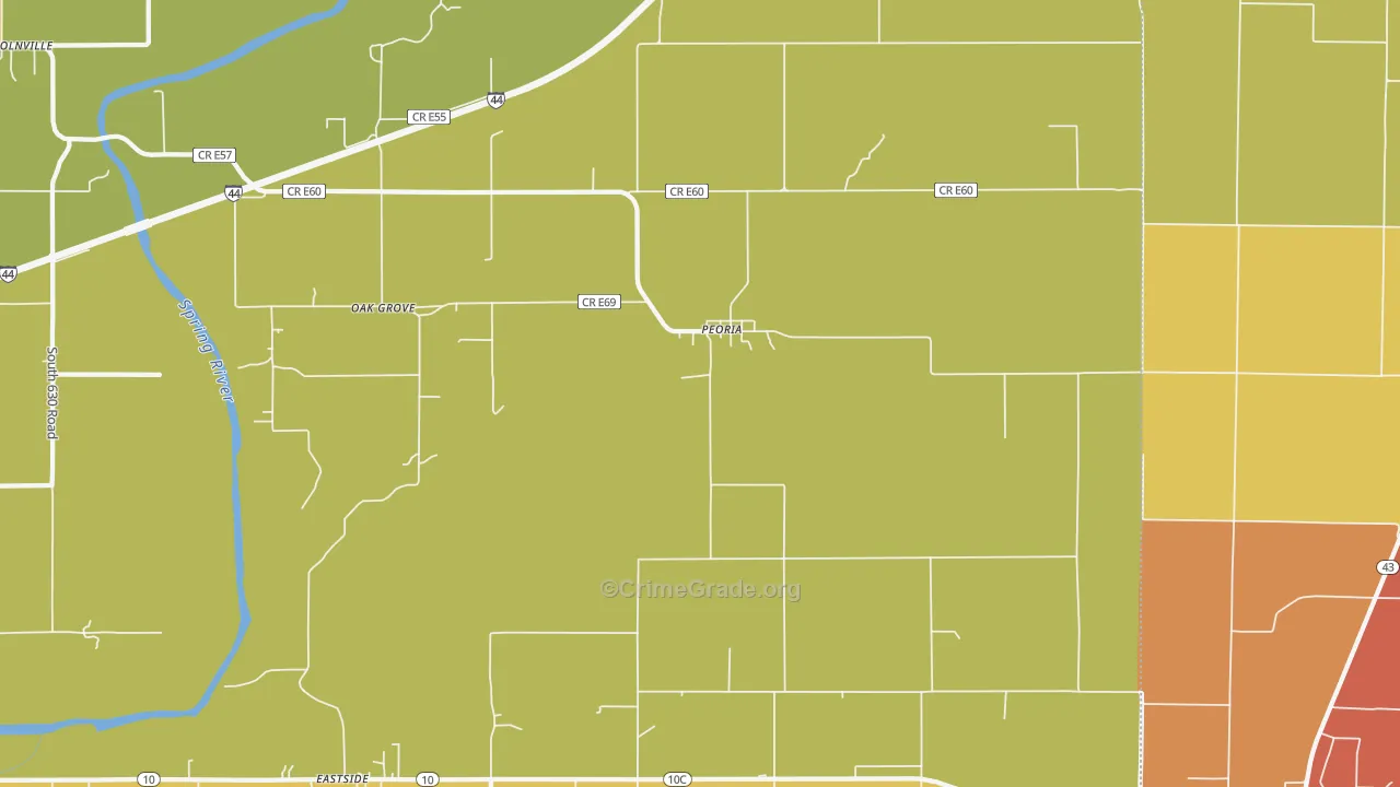 Peoria, OK Map of Burglary Rates