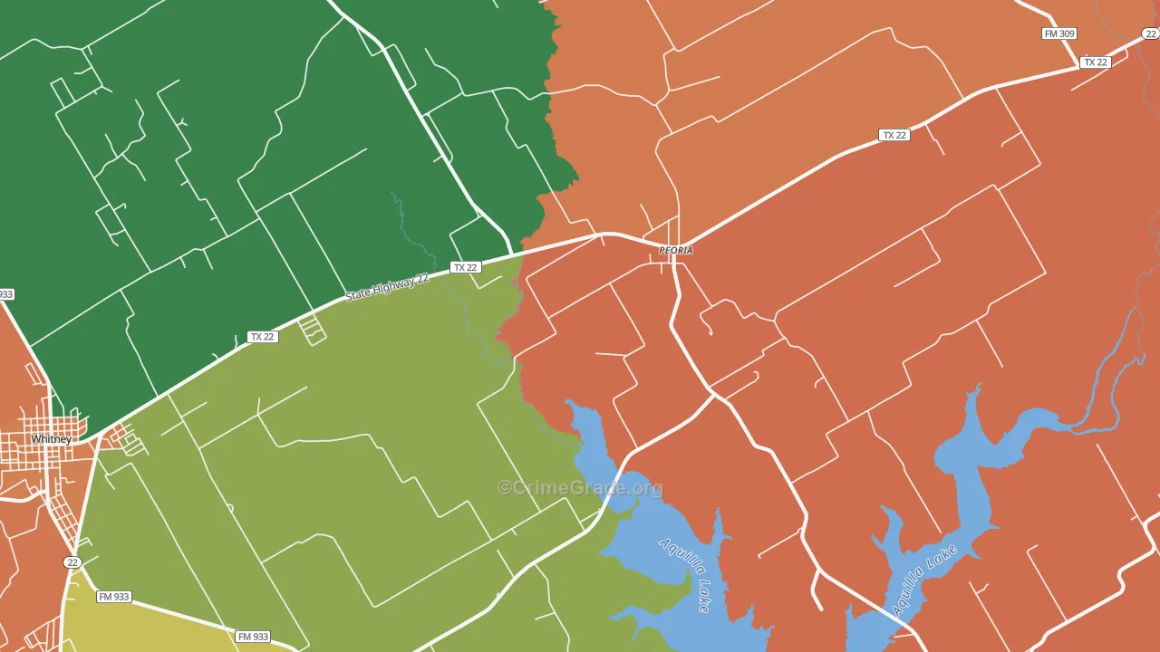 Peoria, TX Map of Burglary Rates