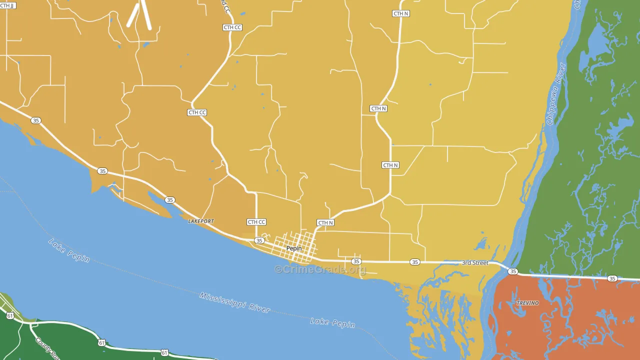 Pepin, WI Map of Burglary Rates