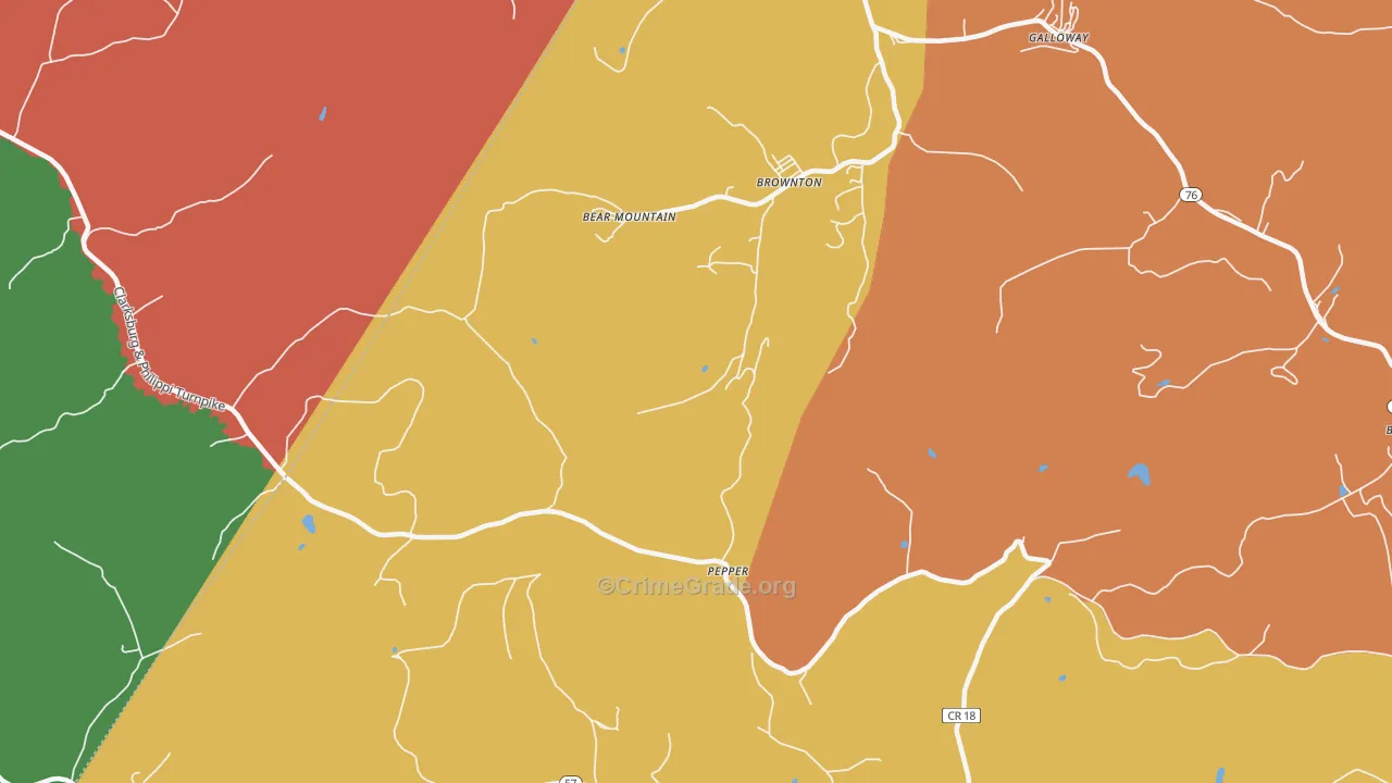 Pepper, WV Map of Burglary Rates