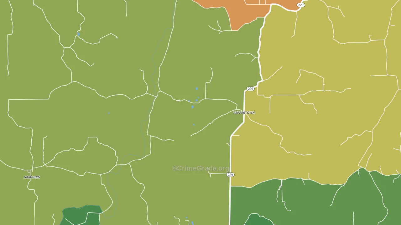 Peppertown, IN Map of Burglary Rates