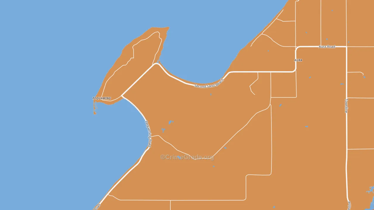 Pequaming, MI Map of Burglary Rates