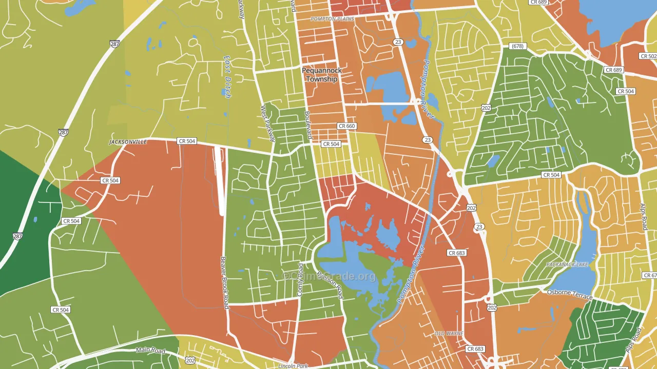 Pequannock, NJ Map of Burglary Rates