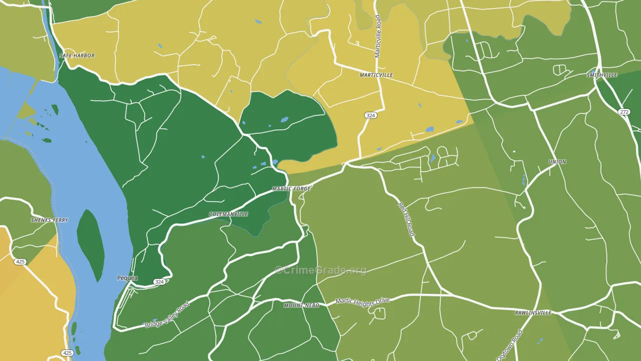 Pequea, PA Map of Burglary Rates