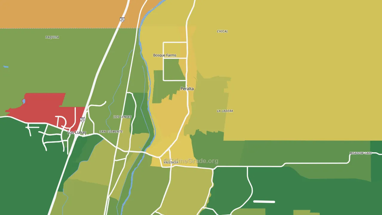 Peralta, NM Map of Burglary Rates