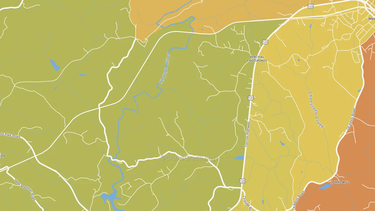 Percival Crossroads, SC Map of Burglary Rates