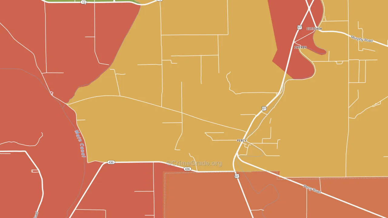 Percy, MS Map of Burglary Rates