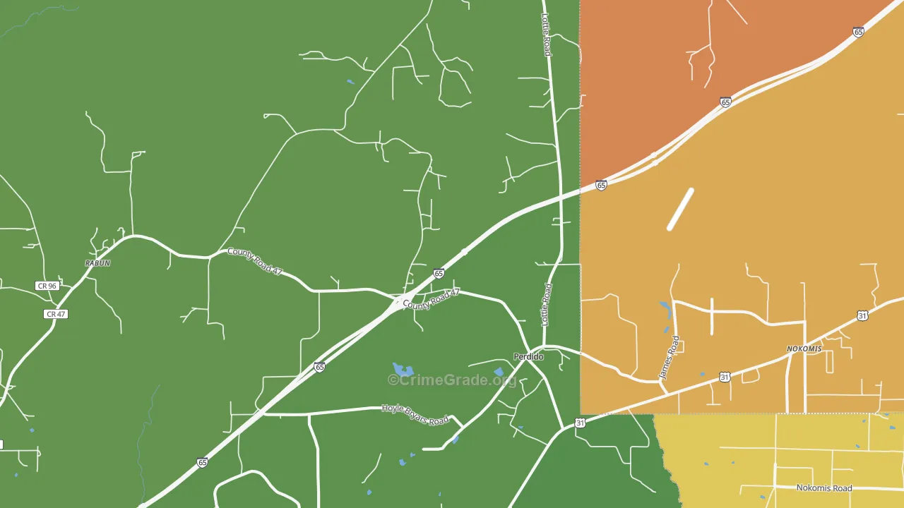 Perdido, AL Map of Burglary Rates