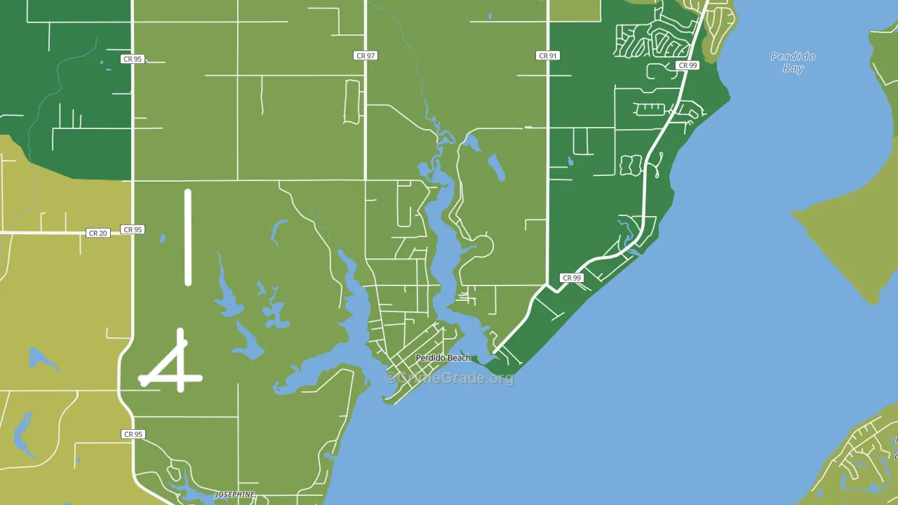Perdido Beach, AL Map of Burglary Rates