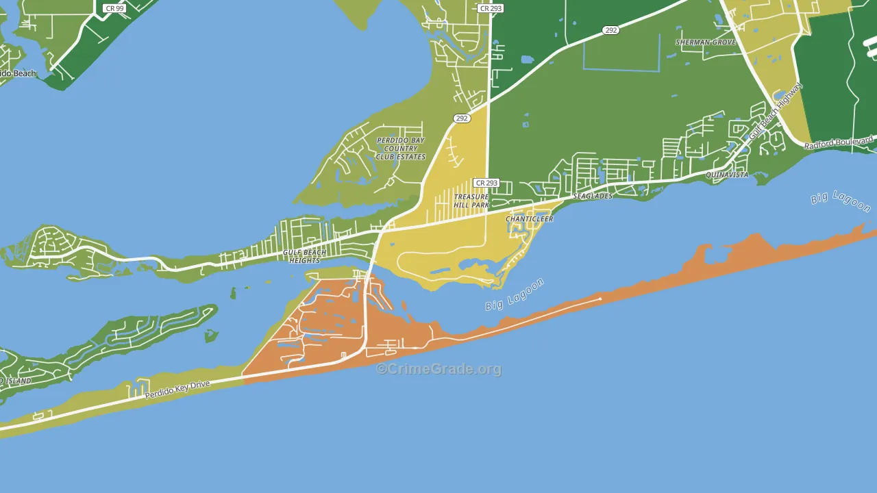 Perdido Key, FL Map of Burglary Rates