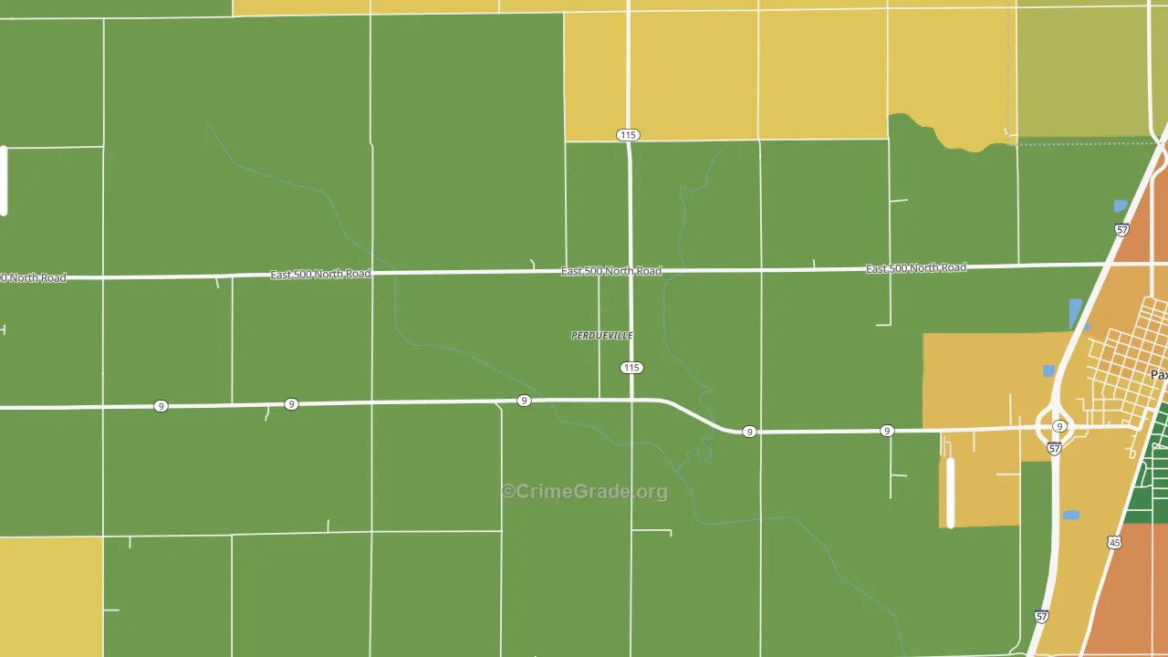 Perdueville, IL Map of Burglary Rates