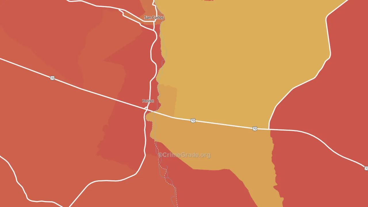 Peridot, AZ Map of Burglary Rates
