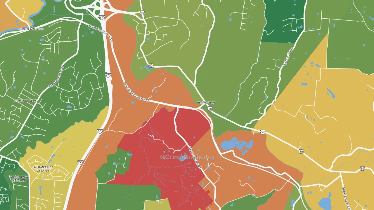 Perintown, OH Map of Burglary Rates