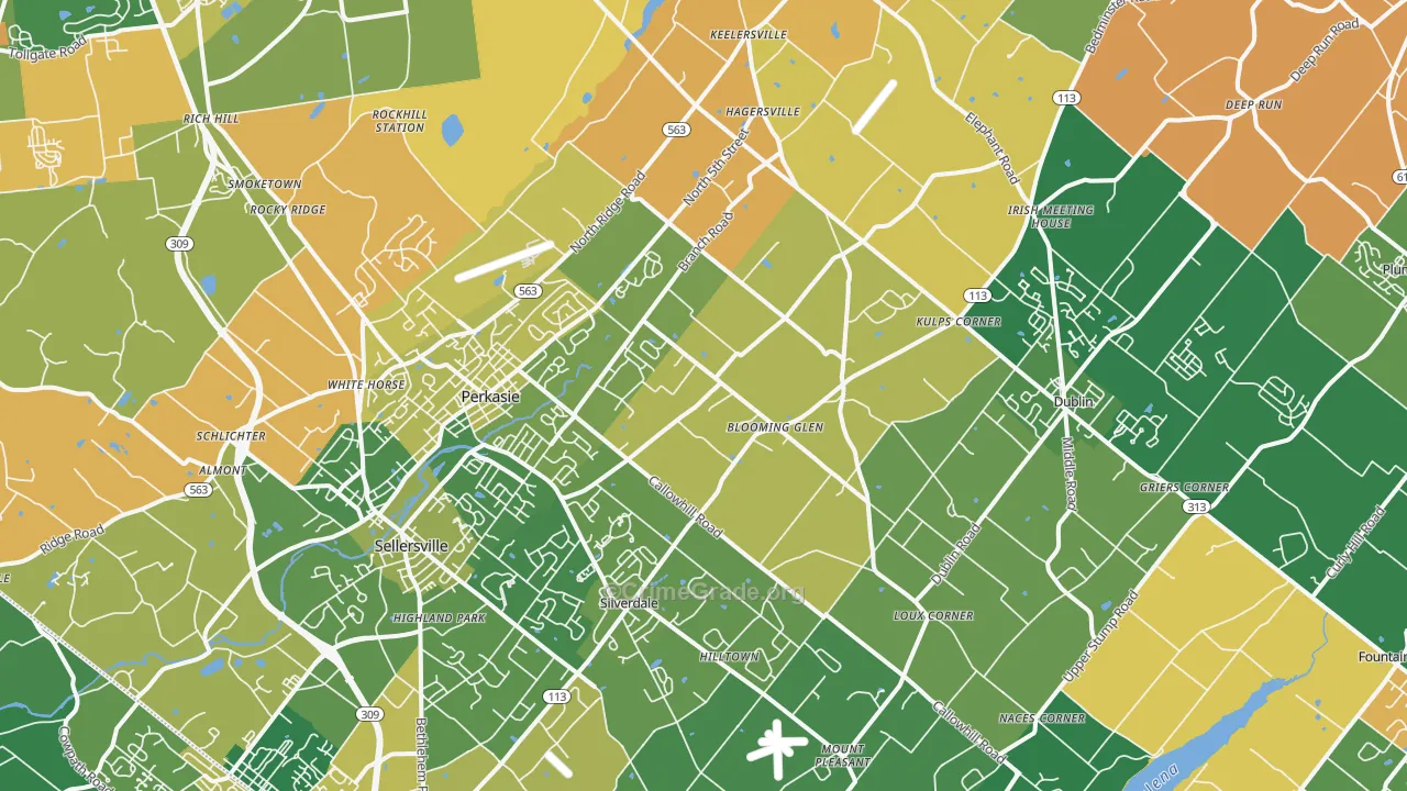 Perkasie, PA Map of Burglary Rates