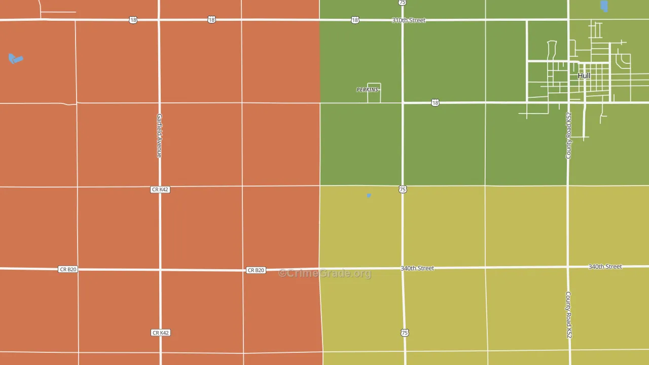 Perkins, IA Map of Burglary Rates