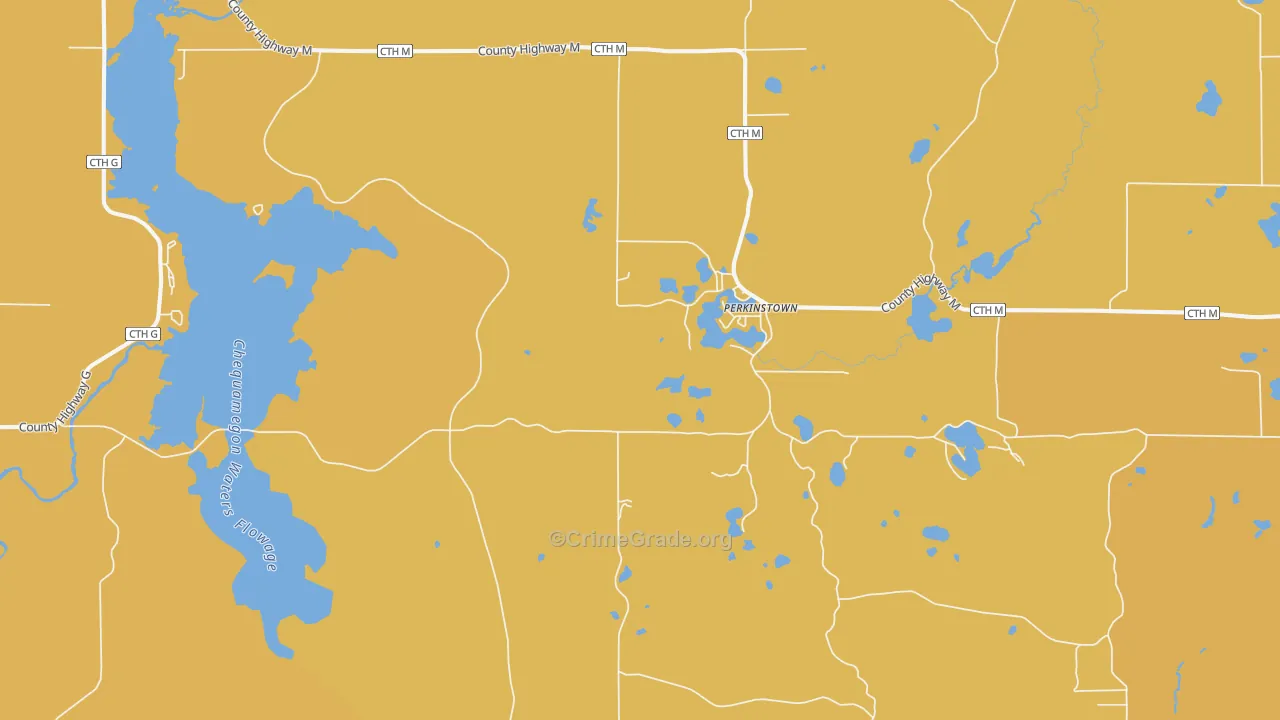 Perkinstown, WI Map of Burglary Rates