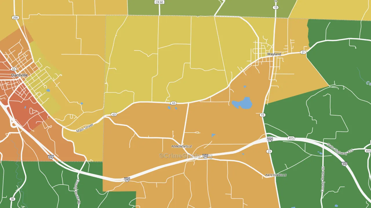 Perkinsville, NY Map of Burglary Rates