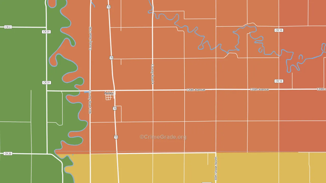 Perley, MN Map of Burglary Rates