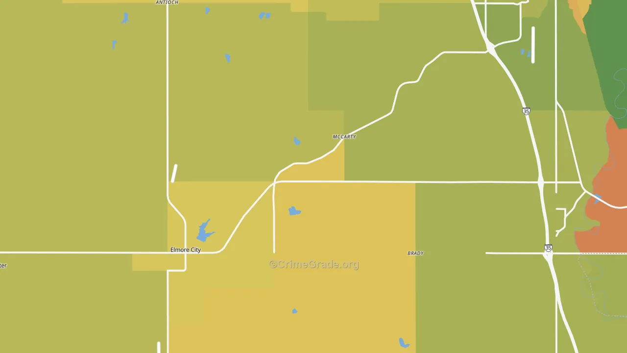 Pernell, OK Map of Burglary Rates